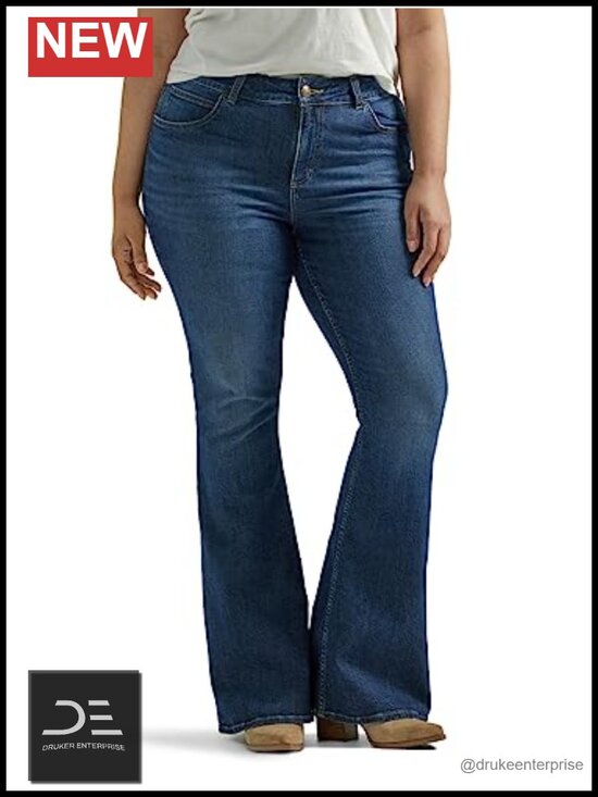Denim - Flare & Wide Leg Jeans, Mid Rise, Stretch Denim, 5 Pockets, Button Fly